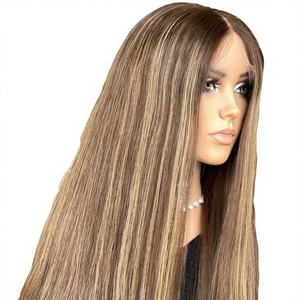 Perruques casher 2025 en cheveux européens naturels mélangés, avec dessus en dentelle HD, pour femmes, couleur marron, cheveux vierges raides, transparents pour la dentelle, 24 pouces - Product Image 1