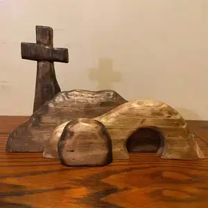 2024 Le Tombeau Vide Scène De Pâques Et Croix Décoration Jésus Tombeau Plateau De Pâques Bundle Kit En Bois Pâques Jésus Décorations