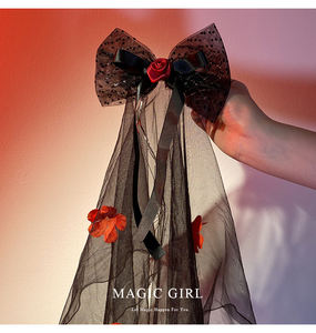 2025 Halloween Rose nœud papillon Tulle pinces à cheveux pour filles lumineux diable effrayant alligators pour femmes dames cheveux accessoires - Product Image 1