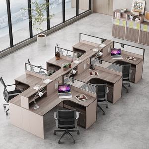 Bureau <span class=keywords><strong>de</strong></span> travail moderne en forme <span class=keywords><strong>de</strong></span> L pour 4 postes, table d'ordinateur pour 4 à 6 personnes. Table d'ordinateur pour <span class=keywords><strong>employé</strong></span>. - Product Image 6