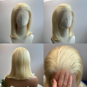 Perruques Bob Blondes 100% Cheveux Humains, Perruque Bob Blonde Indienne avec Dentelle Frontale, Perruque Bob Afro en Cheveux Humains Vierges Non Traités avec Cuticules Intactes - Product Image 4