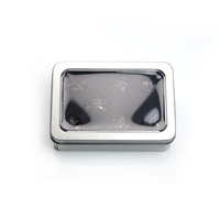 Ensemble de 7 dés polyédriques ronds creux en métal DND D20 RPG avec boîte en étain à fenêtre complète pour jeux de société, cadeaux et divertissement