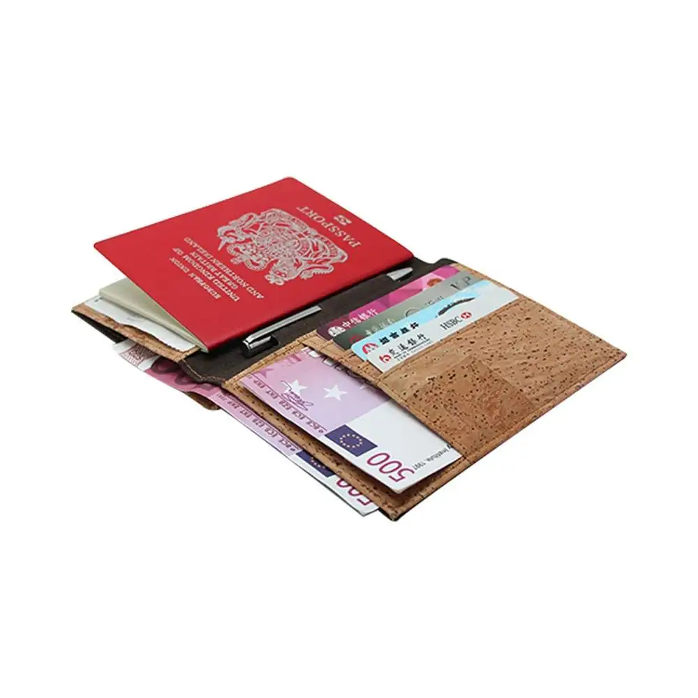 Bestseller Boshiho Cheque Dinheiro Bag Caso Capa com Slots de Cartão RFID Bloqueio Carteira de Viagem para Passaporte de Cortiça