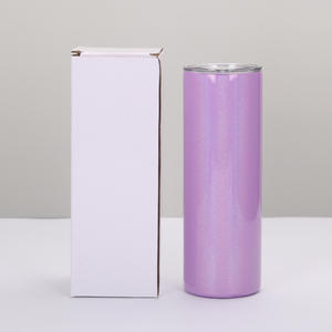 <span class=keywords><strong>Gobelet</strong></span> isotherme en acier inoxydable à double paroi brillant blanc et noir de 20 oz, fin et droit, pour sublimation - Product Image 2