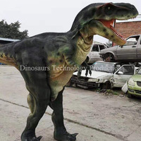 Costume de dinosaure grandeur nature fait main pour enfants, idéal pour le divertissement interactif ou comme costume de T-Rex animatronique chez Dinosaur Factory