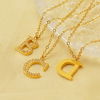 Collar de Letras de Zirconia para Niños, Chapado en Oro de 18k, de Acero Inoxidable, a la Moda, Venta al por Mayor de Fábrica, Resistente al Agua, Regalo para Fiestas