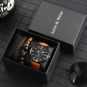 Chine usine pas cher prix 3 pièces ensemble cuir Quartz analogique montres affaires montre-bracelet tissé Bracelet montre meilleur cadeau pour <span class=keywords><strong>mari</strong></span> - Product Image 5