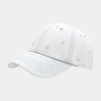 Gorra de Béisbol Vintage de Mezclilla Lavada con Bordado de Margaritas, Diseño de Puntos y Frutas, Corona Suave, Protección UV para Exteriores, Unisex