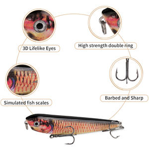 Leurre de jigging pour bar, yeux 3D, écailles simulées, hameçons barbelés, appât dur pour la pêche en mer et au fond - Product Image 1