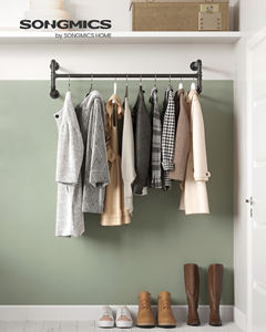 طقم تعليق ملابس للأنابيب الصناعية متعددة الأغراض من SONGMICS لغرفة الغسيل ، طقم من <span class=keywords><strong>2</strong></span> رف تجفيف مثبت على الحائط - Product Image 3
