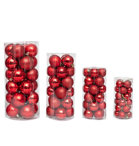 Boules <span class=keywords><strong>de</strong></span> Noël classiques incassables en plastique <span class=keywords><strong>rouge</strong></span> imprimées UV <span class=keywords><strong>de</strong></span> 6 cm, vente directe d'usine Yiwu Merry Tree, pour décoration intérieure <span class=keywords><strong>de</strong></span> sapin - Product Image 1