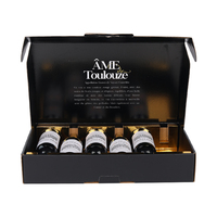 Lot de 6 bouteilles de vin en gros avec logo personnalisé, coffret cadeau, emballage en carton ondulé rouge, finition mate UV et pelliculage mat