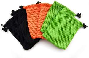 Fashion Nylon Mesh Open Closure Hard Handle <b>Bag</b> Pouches <b>Black</b> for Mini Stuff Cellphone Mp3 Beach Theme - Product Image 5