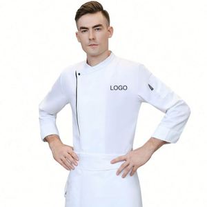 Conjunto de Uniforme de Trabajo de Cocina, Chaqueta de Chef Negra de Color Sólido, Manga Larga, Ropa Personalizada para Restaurante, Fabricantes de Uniformes - Product Image 1