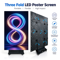 Écran LED pliable P1.86, affiche tri-pliante, lecteur publicitaire portable, utilisation en intérieur pour la publicité en vitrine des chaînes de magasins