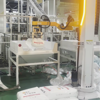 Robot de dépalletisation pour tamis moléculaire, bras robotique, 25 kg/sac, 80 sacs/h, collecte automatique des déchets, PLC, trémie en acier inoxydable, télécommande