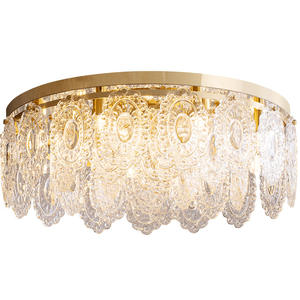 Nueva llegada de lujo romántico oro moderno salón comedor cristal flor arte francés retro lámpara de techo - Product Image 6