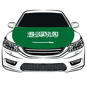 कस्टम 110*150 CM स्पैन्डेक्स सऊदी अरब राष्ट्रीय ध्वज कार इंजन डाकू झंडा कवर फुटबॉल मैच के लिए चुनाव अभियान