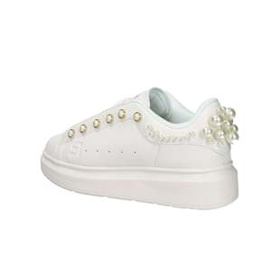 Sneakers Donna SASS250202 Bianco Oro con Decorazioni in Perle, Scarpe di Tela alla Moda - Product Image 3
