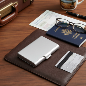 Alumi.97X62X14mm Business Card <b>Holder</b> Anti-Theft PU Leather <b>ID</b> & Credit Card <b>Holder</b> for Passport Use - Product Image 2