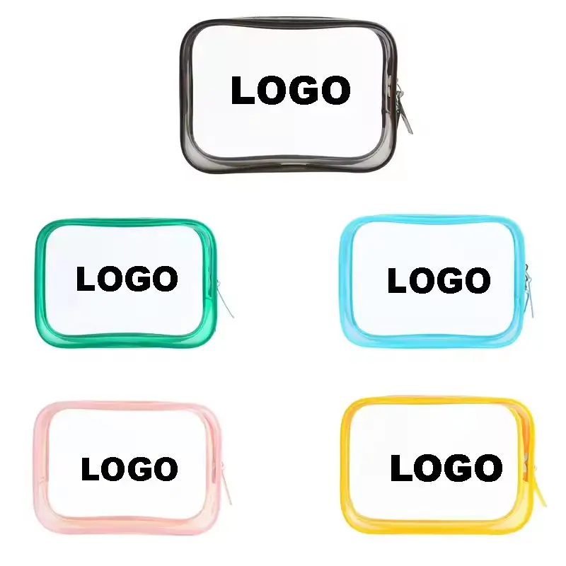 Custodia per trucco in Pvc trasparente con cerniera con Logo personalizzato borsa per cosmetici da viaggio da toilette portatile portachiavi borsa per il trucco personalizzata