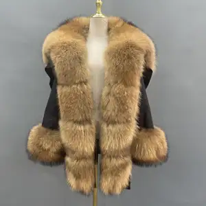Women Fashion Big Hood Fur Parkas Winter Warm Multi color Trench Fur Hooded Padded Down Jacket Coat