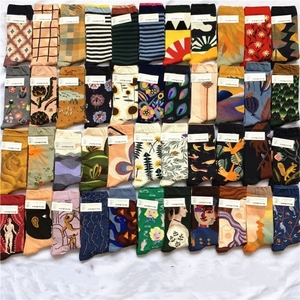 Nouvelles chaussettes tendance françaises amusantes style peinture à l'huile, artistiques, colorées, joyeuses, mi-mollet, en coton pour <span class=keywords><strong>femme</strong></span>, été - Product Image 1