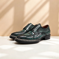Chaussures Derby en cuir tissées BV, couleur noire peinte à la main sur la semelle, style rétro business