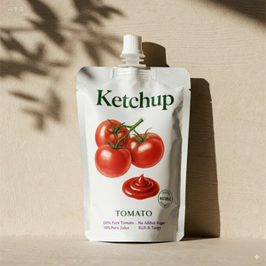 150 לבן אדום מתכלה לסביבה מודפסת מותאם אישית לבן אדום מ "ל 250 רוטב עגבניות קטשופ מזון מיץ נוזלי משקה להתבלט - Product Image 1