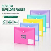Pochette de classement A4 en PP avec logo personnalisé, bouton-pression, transparente, pour documents, classeur en plastique, fournitures de bureau et scolaires
