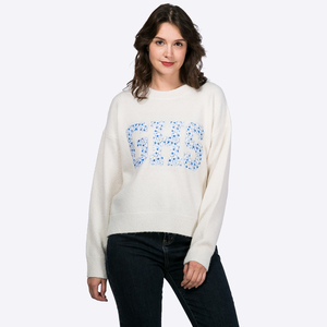 Fabricant de pulls en tricot à col rond pour femmes, en gros, personnalisés, décontractés, d'hiver, avec patch brodé, design de créateur - Product Image 1