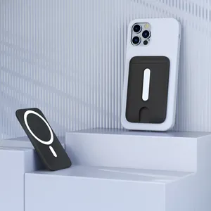 Innovative design custom logo magnetic sticky phone wallet easy push silicone card holder
