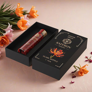 丸型透明漢方薬ガラスピルボトル 30/50ml 食品サプリメント サフランガラスチューブ コルク付き 高級カスタムギフトボックス - Product Image 2