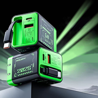 Chargeur GaN évolutif 80W 3-en-1 avec prise murale rétractable, câble Type-C et 2 ports USB pour une charge rapide des téléphones et tablettes