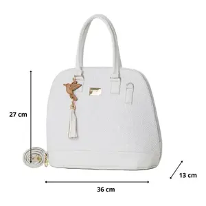 Bolso Bandolera Blanco para Mujer Fana Ayla M3779, de Microfibra con Estampado Floral, Bolso Casual con Adorno de Perla - Product Image 4