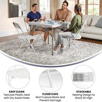 Chaise pliante en plastique blanc robuste Moon empilable avec structure en métal thermolaqué pour événements commerciaux