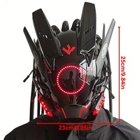 Masque Cyberpunk LED avec tresses - Design mécanique futuriste, éclairage RVB