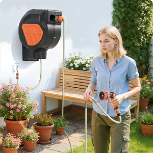 Carretel de Mangueira Retrátil Automático de Plástico Fosco Resistente para Montagem em Parede com Mangueira de 15m/25m para Irrigação de Varandas - Product Image 4