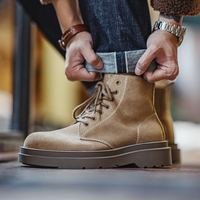 Sepatu Boots Pria Maden Vintage Workwear Kasual Kulit Sapi Suede Tali Sepatu Penyangga Lengkung Sol Tebal Setengah Tinggi Musim Dingin Outdoor Boots Tren 2026