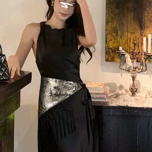 Cinturón Triangular con Flecos y Estampado de Rosas para Mujer, Estilo Vintage, Poliéster, Impresión por Transferencia de Calor, 4.5cm de Ancho, Decorativo, Nuevo - Product Image 2