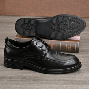 Chaussures Richelieu en Cuir Véritable pour Hommes, Bout Rond, à Lacets, Semelle Souple, Idéales pour le Bureau et les Tenues Habillées, Toutes Saisons, Style Uni - Product Image 1