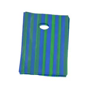 工厂专业定制零售手柄软装礼品蓝绿色模切塑料购物袋