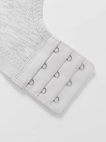 Bralette sin tirantes con cierre trasero de 3 filas ajustables, sin costuras, con cuello redondo acanalado, banda elástica transpirable, color gris melange.