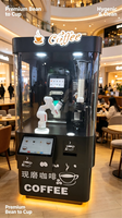 Kiosque de café robotisé haut de gamme W200-S, bras robotisé à 6 axes, machine à café, imprimante d'art latte DIY, système de paiement par espèces, pièces de monnaie et cartes de crédit