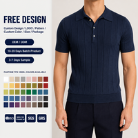 Maßgeschneiderter Slim Fit Gerippter Rundhals-Strickpullover für Herren Einfarbiger Gestrickter Pullover mit Polokragen und Knopfdetails 5-Pin-Dichte Herrenpullover