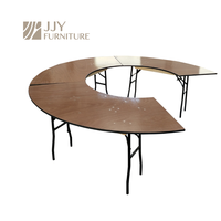Table de banquet incurvée en bois en forme de S, modèle JJY-YHZ-H003, vente en gros d'usine, pour événements, hôtels, mariages, réceptions, longue table de salle à manger