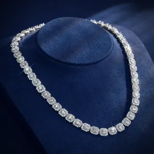 Gioielli raffinati da <span class=keywords><strong>uomo</strong></span> 6mm Design semplice VVS Moissanite diamante personalizzato <span class=keywords><strong>argento</strong></span> Tennis Hip Hop Tennis collana bracciale a catena - Product Image 4