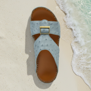 SHIKOL Sandali Arabi Premium in Pelle di Struzzo con Fibbia Metallica Personalizzata, Ciabatte di Lusso Fatte a Mano, Scarpe del Golfo all'Ingrosso, Ramadan - Product Image 1