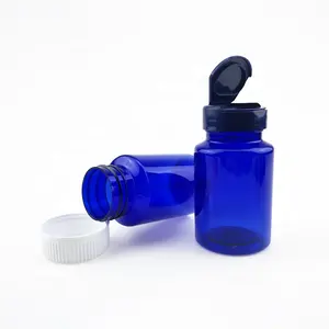 120ml 120cc प्लास्टिक पीईटी नीले खाली ठोस गोली फ्लिप टोपी के लिए सील की बोतलें जार गोली चिकित्सा विटामिन कैप्सूल