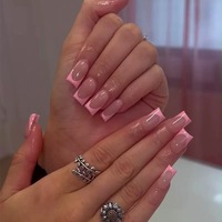 Lot de 24 faux ongles de Noël à presser, courts, forme amande, motif flocon de neige blanc sur base bleue, design hiver glacé, pour le bureau, logo personnalisé